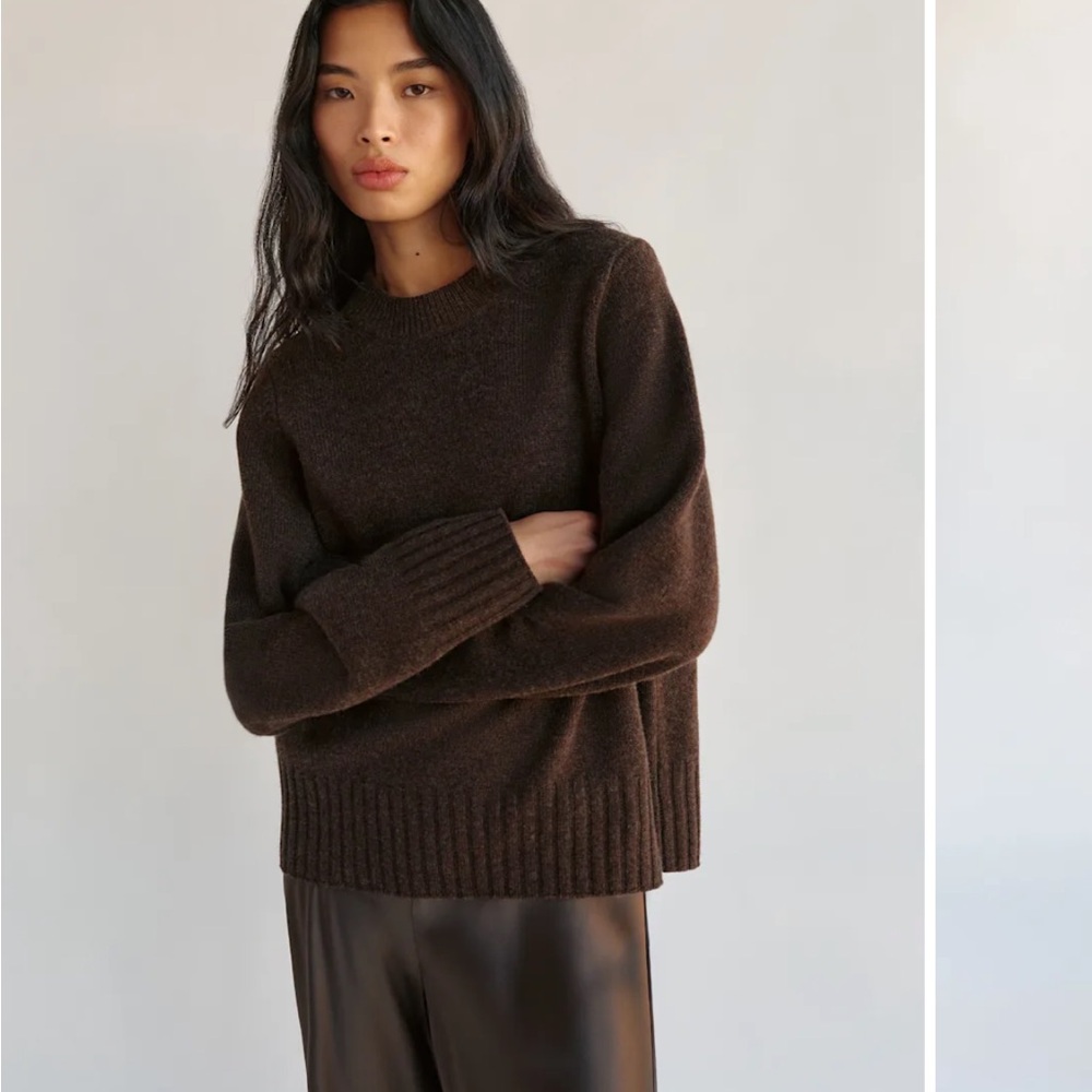 Reformation Cove Cashmere Oversized Crew in Brown size M